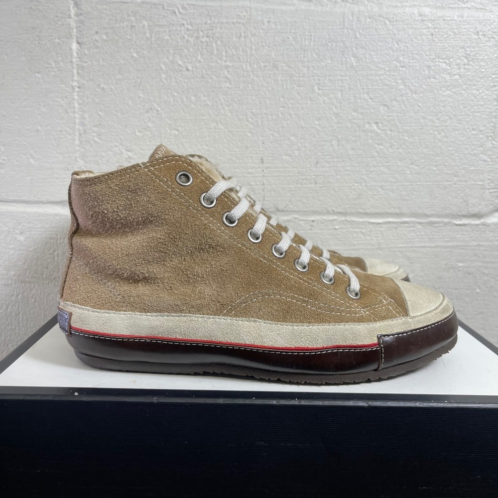 Dries Van Noten Shearling‎ Lined Brown Suede High Top Sneakers Men's 7.5 US